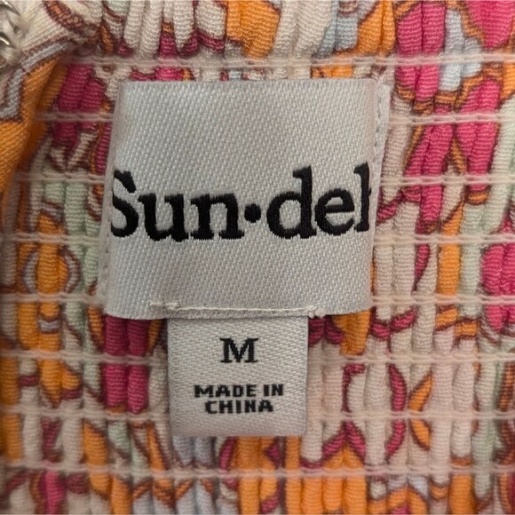 Aritzia Sun Deh Floral Mini Short Straps Sundress Pink Orange Boho Vacay Fairy M - Picture 7 of 11